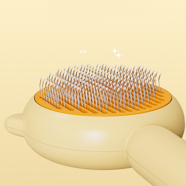 Cute Cat Flower Push Button Hair Brush