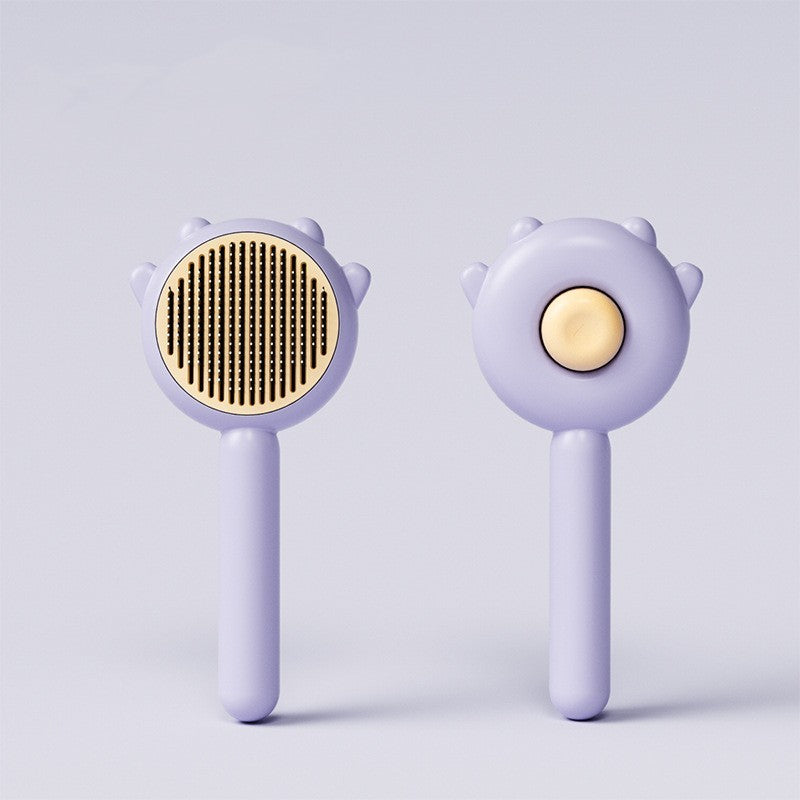 Cute Cat Flower Push Button Hair Brush