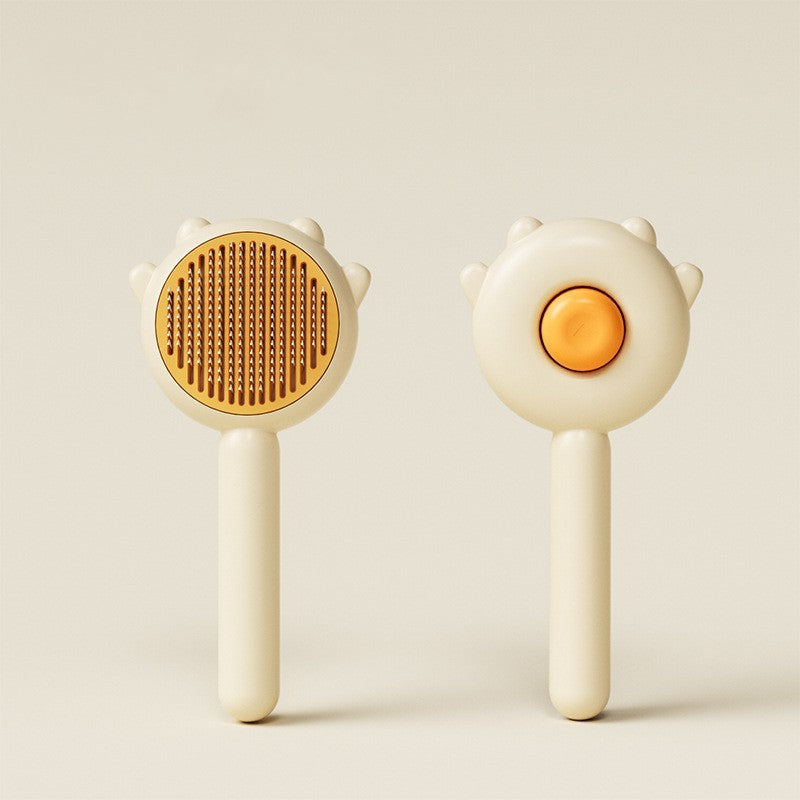 Cute Cat Flower Push Button Hair Brush